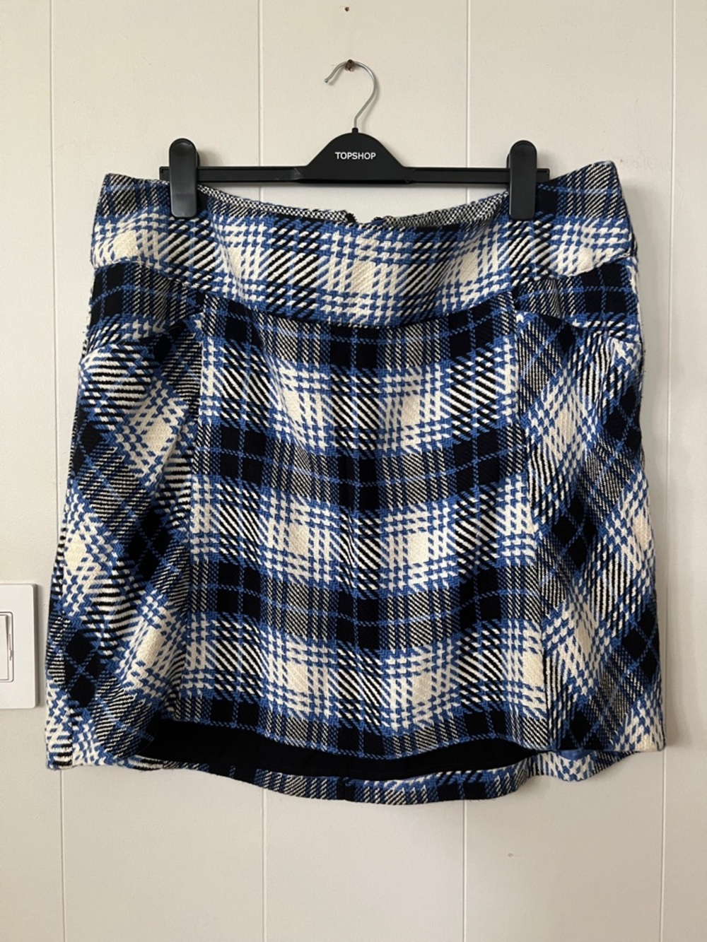 Maeve Blue and White Plaid mini Skirt